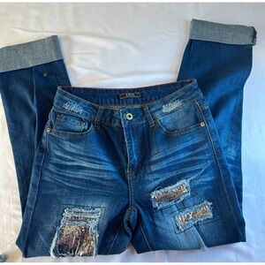 Lucky and blessed jeans with Sequins in the distressing Size 8 NWOT
